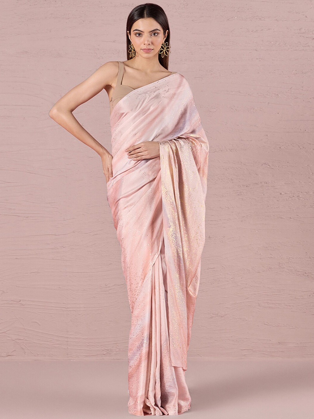 

navyasa by liva Abstract Printed Satin Saree, Pink