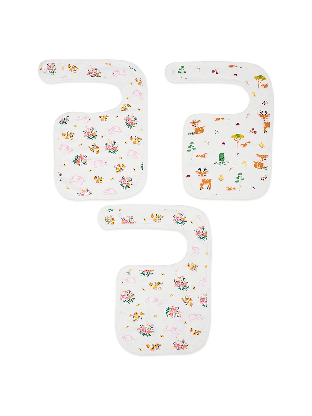 

haus & kinder Kids 3-Pcs Printed Pure Cotton Bibs, White