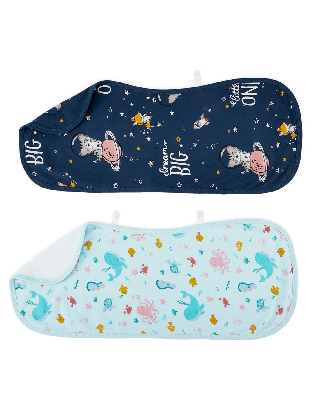 

haus & kinder Kids Pack of 2 Printed Bibs, Navy blue