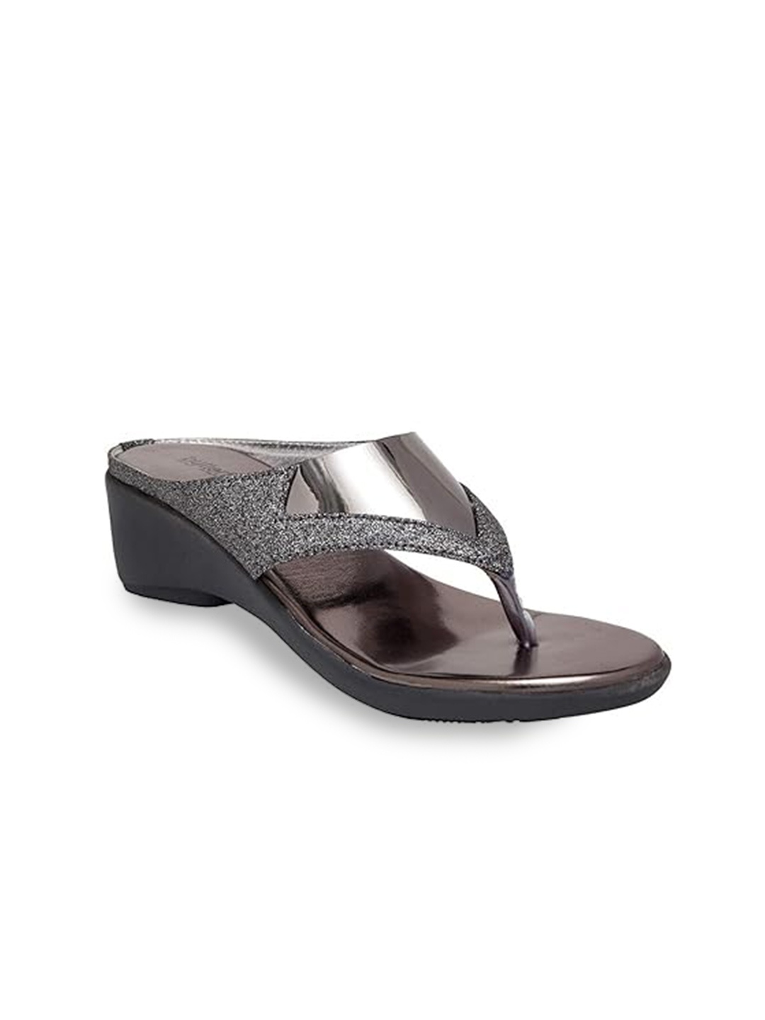 

Butterflies Steps Latest Shimmered Open Toe Wedge Heels, Grey