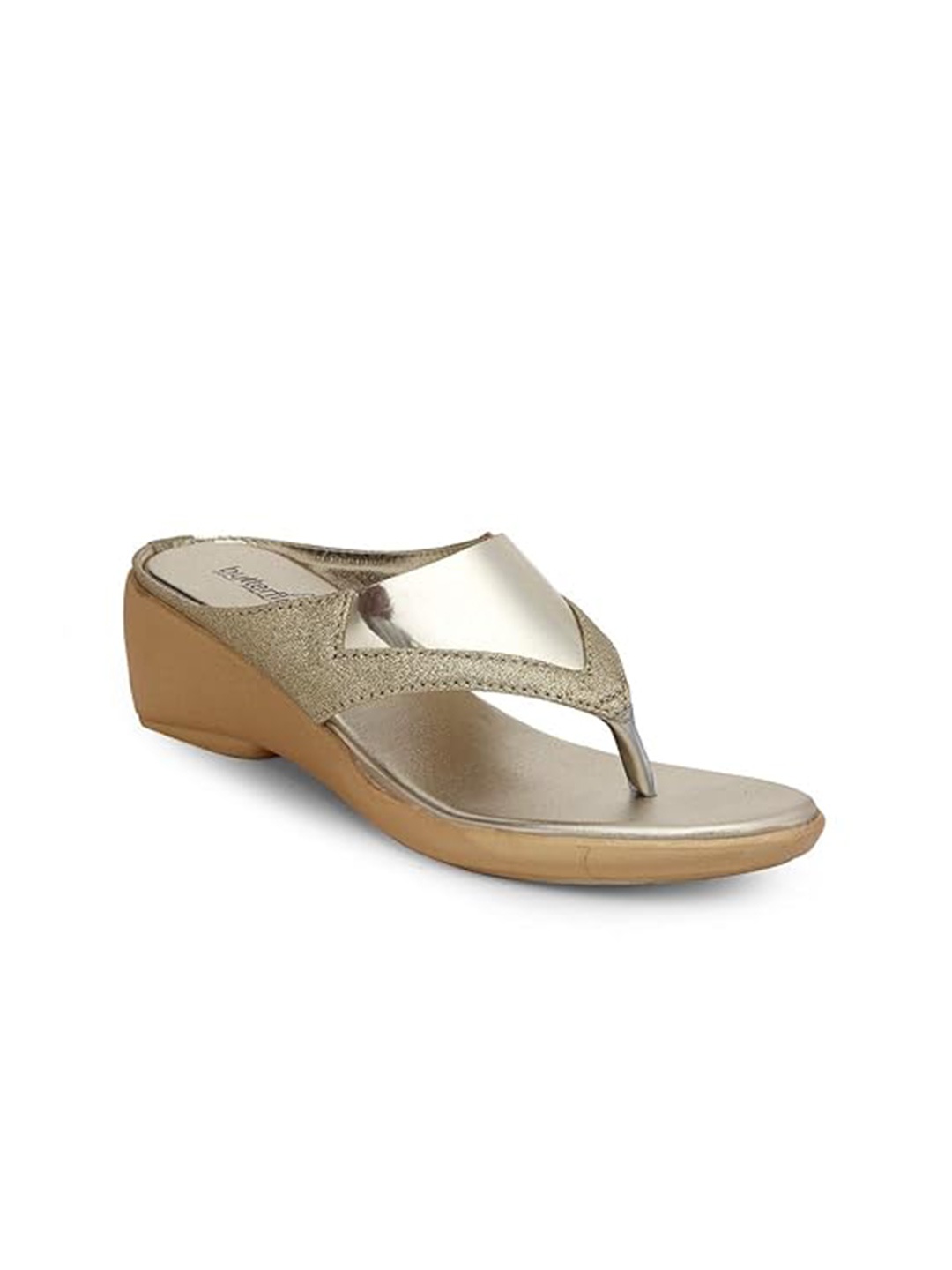 

Butterflies Steps Latest Shimmered Open Toe Wedge Heels, Gold