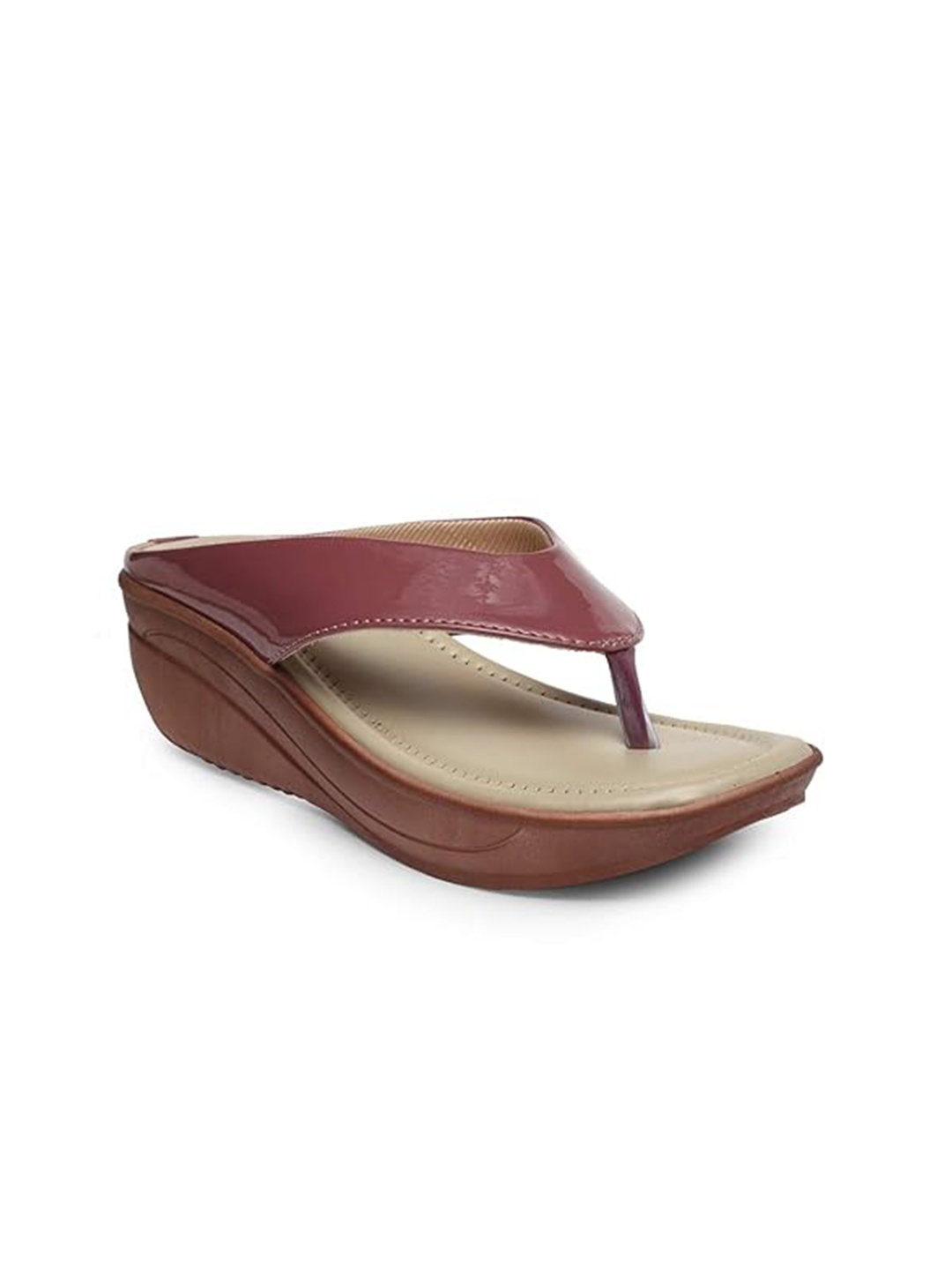 

Butterflies Steps Latest Open Toe Wedge Heels, Burgundy