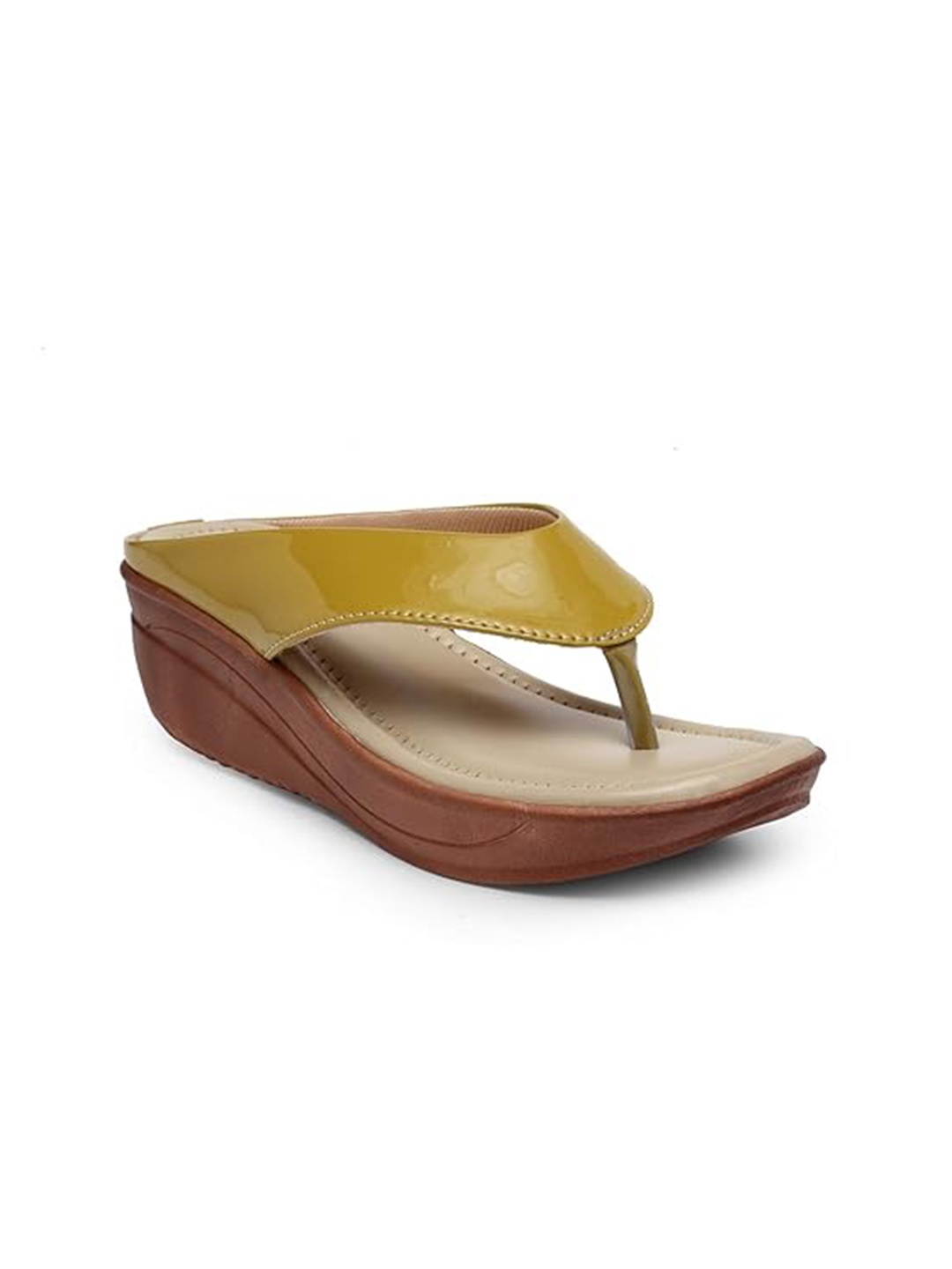 

Butterflies Steps Latest Open Toe Wedge Heels, Yellow