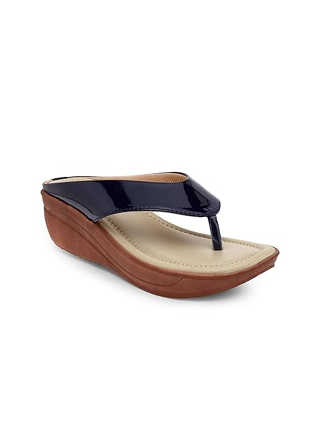 

Butterflies Steps Latest Open Toe Wedge Heels, Navy blue