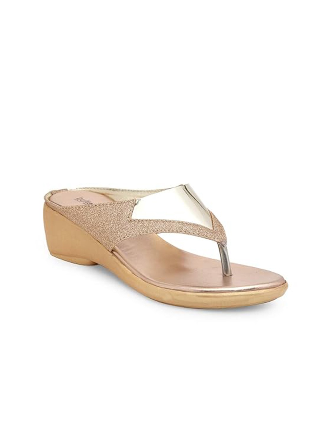 

Butterflies Steps Latest Shimmered Open Toe Wedge Heels, Beige