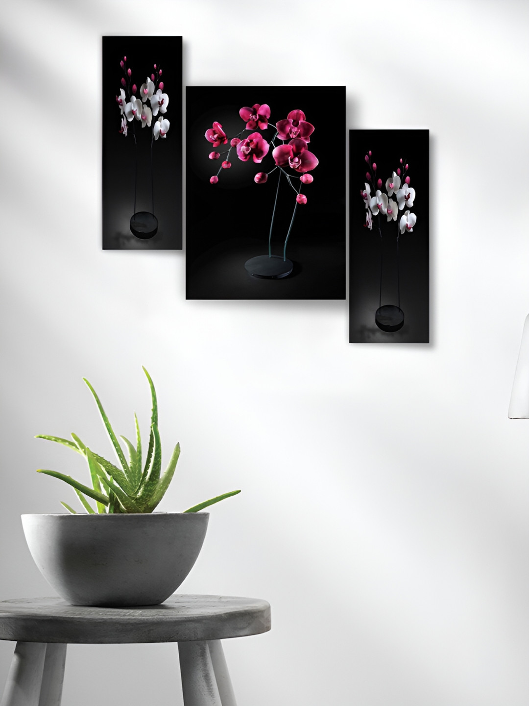 

WALLMAX Black 3 Pieces Synthetic Wooden Paintings Wall Art