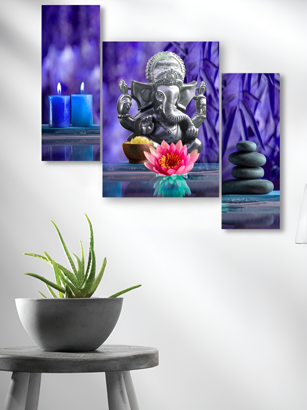

WALLMAX Grey 3 Pieces Synthetic Wooden Paintings Wall Art
