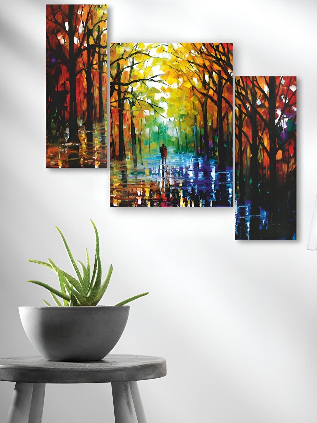 

WALLMAX Orange 3 Pieces Synthetic Wooden Paintings Wall Art, Yellow