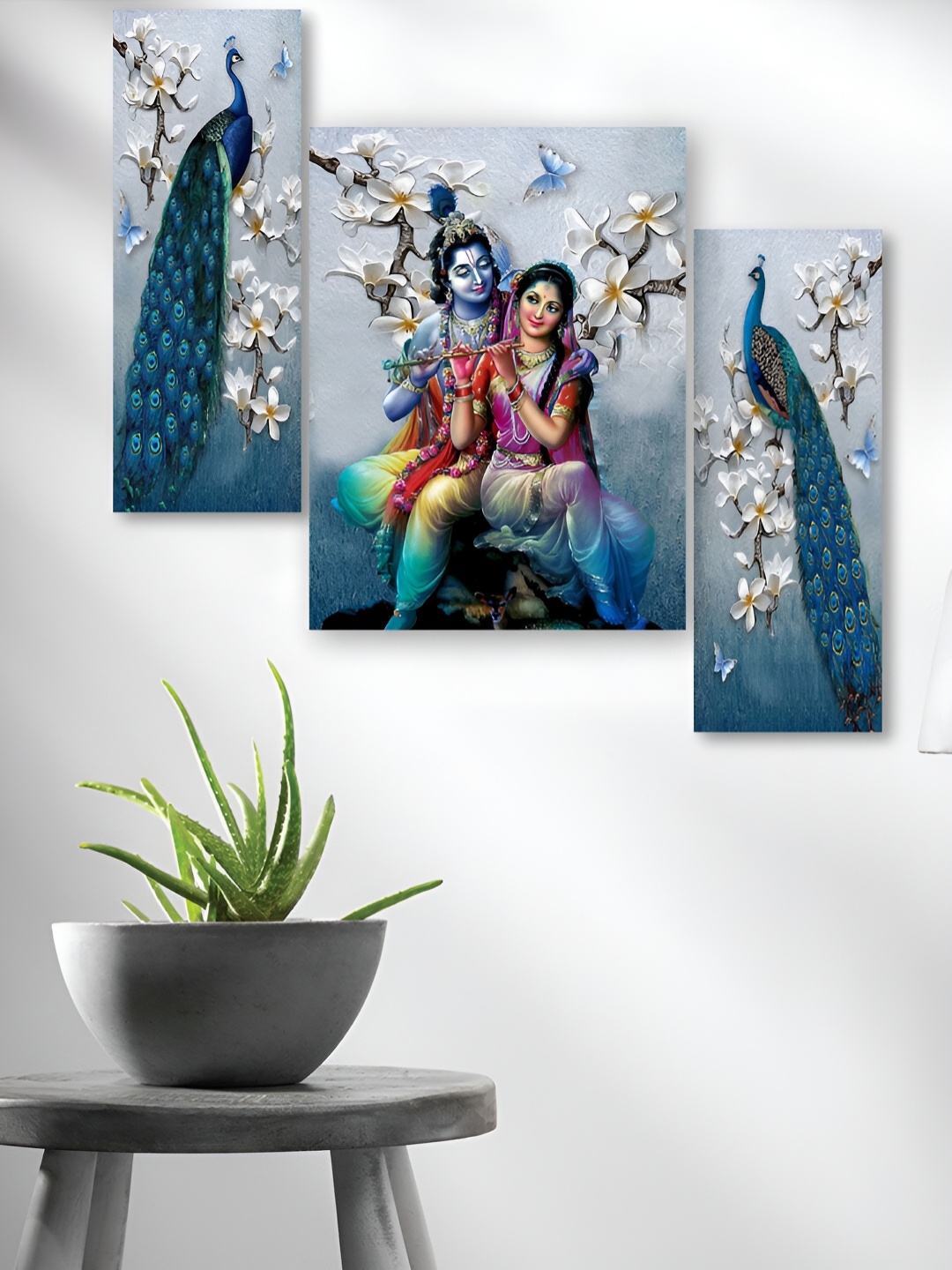 

WALLMAX Grey 3 Pieces Synthetic Wooden Paintings Wall Art