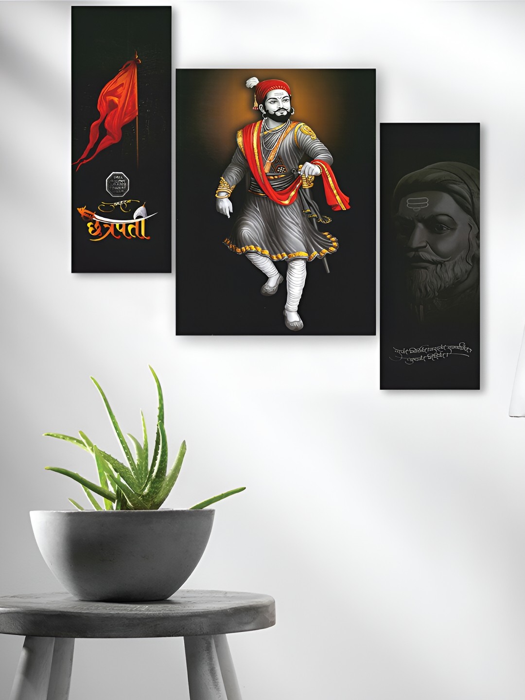 

WALLMAX Black 3 Pieces Synthetic Wooden Paintings Wall Art