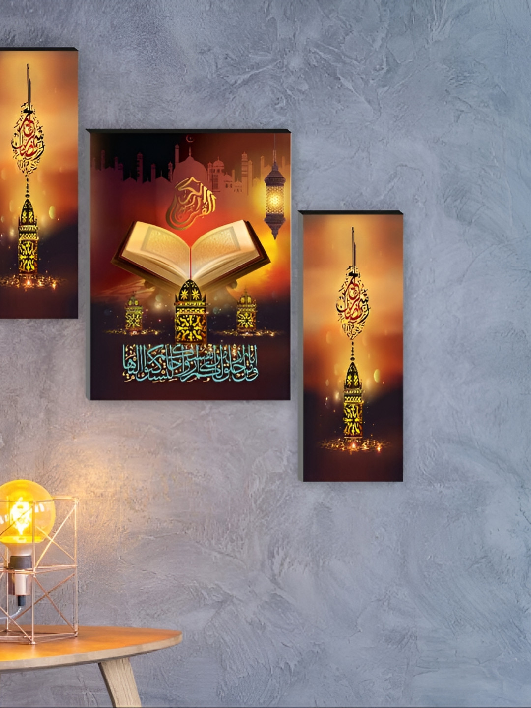 

WALLMAX Brown 3 Pieces Synthetic Wooden Paintings Wall Art, Yellow