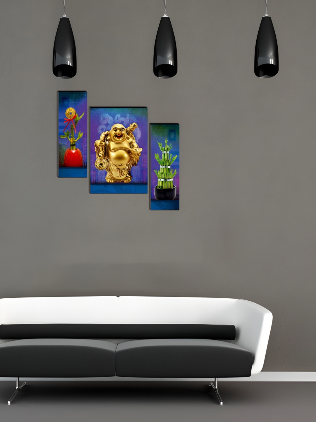 

WALLMAX Blue & Gold Toned 3 Piece Synthetic Wooden Wall Paintings