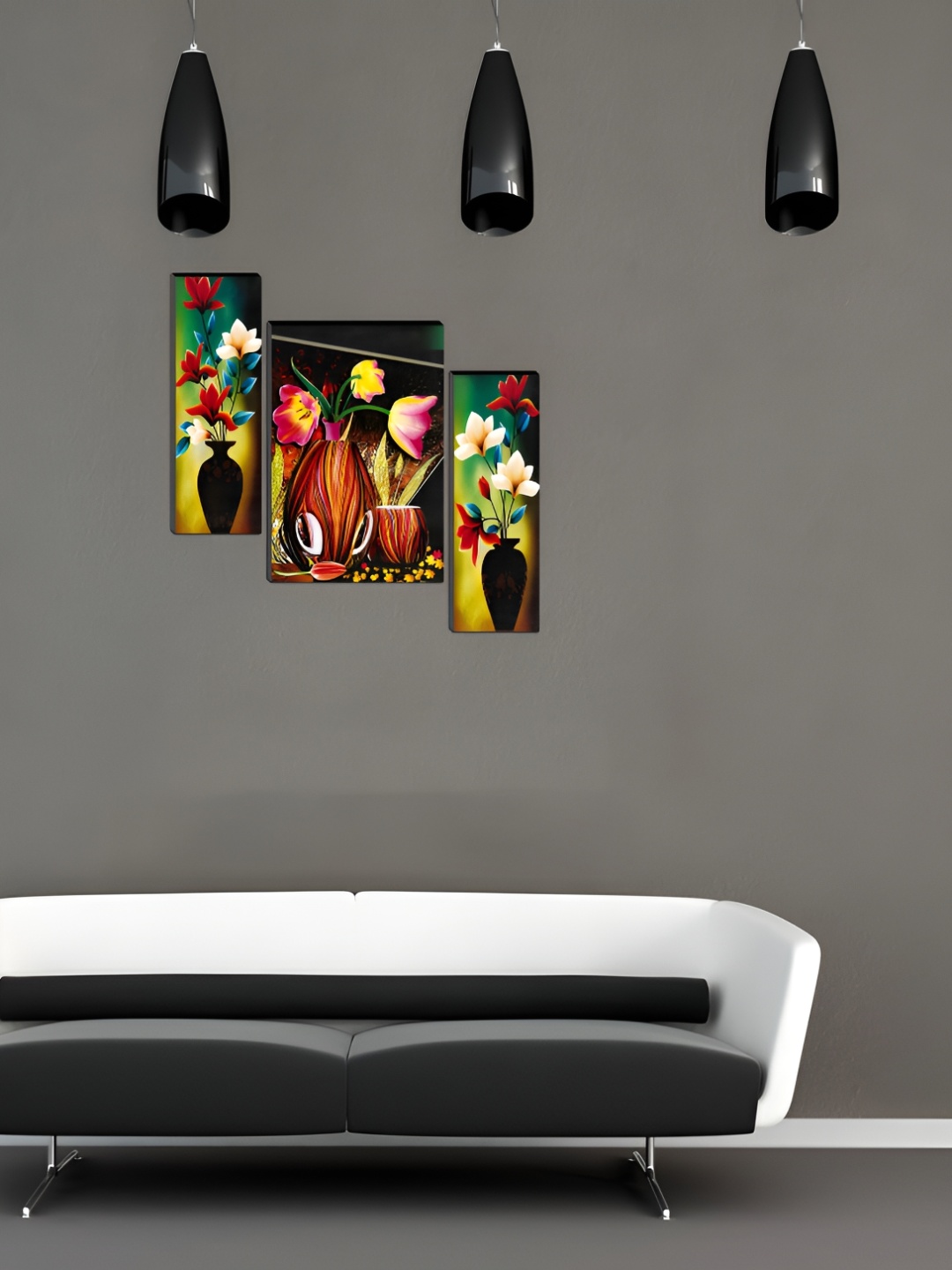 

WALLMAX Black & Red 3 Pieces Wooden Painting Wall Art