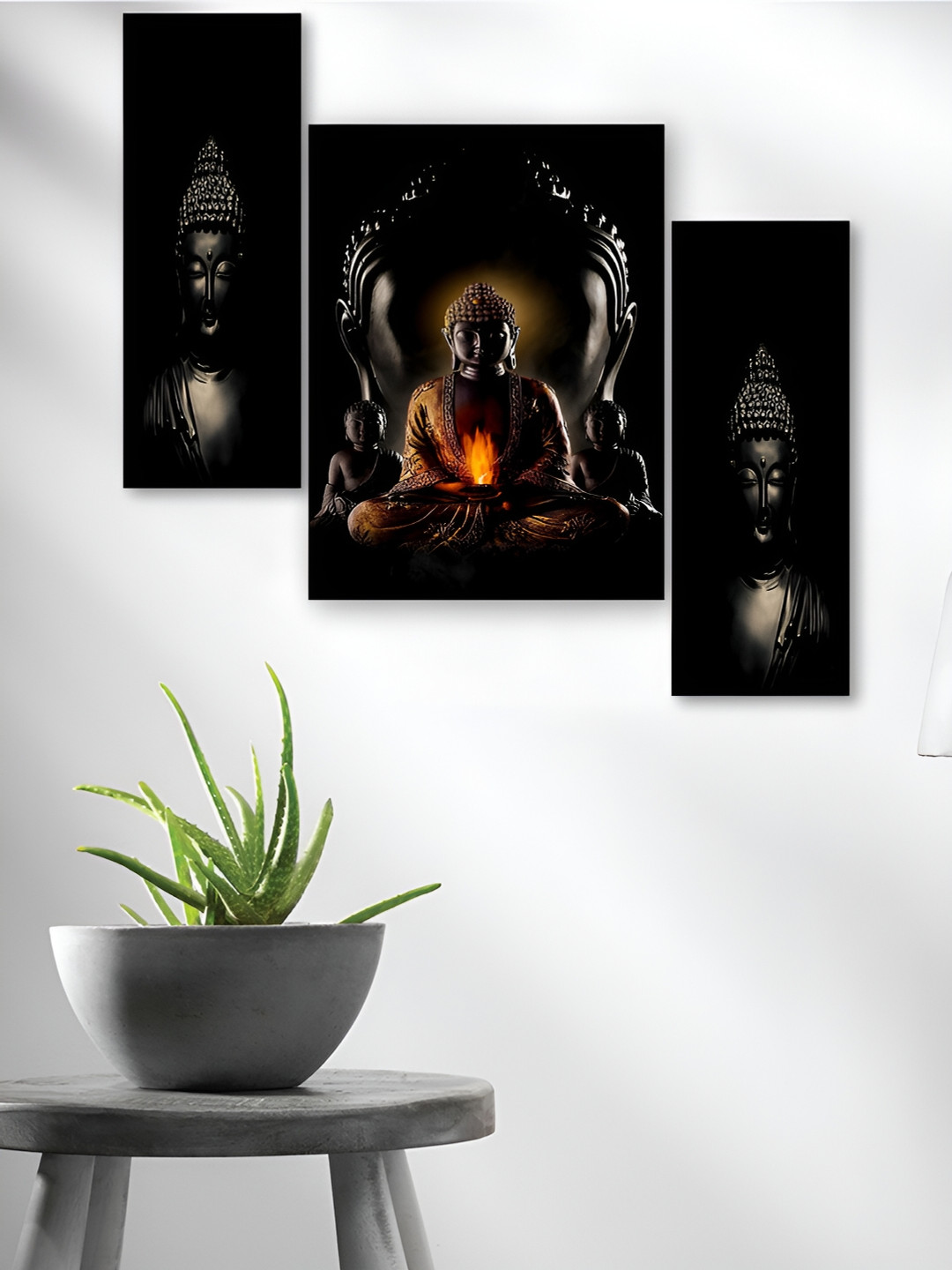 

WALLMAX Black & Yellow 3 Pieces Wooden Painting Wall Art