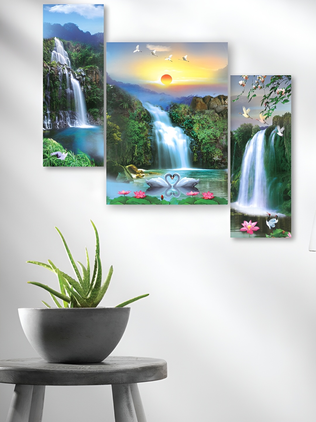 

WALLMAX Green & Blue 3 Pieces Wooden Painting Wall Art