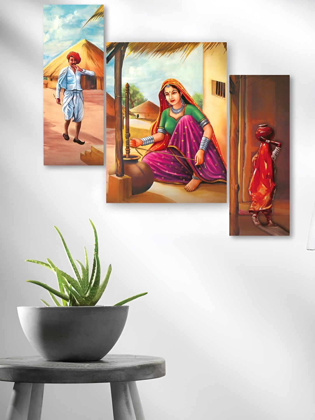 

WALLMAX Brown & Purple 3 Pieces Wooden Painting Wall Art