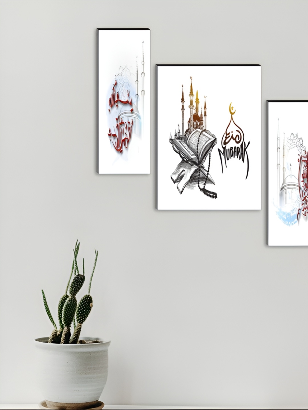 

WALLMAX White & Black 3 Pieces Synthetic Wooden Painting Wall Art
