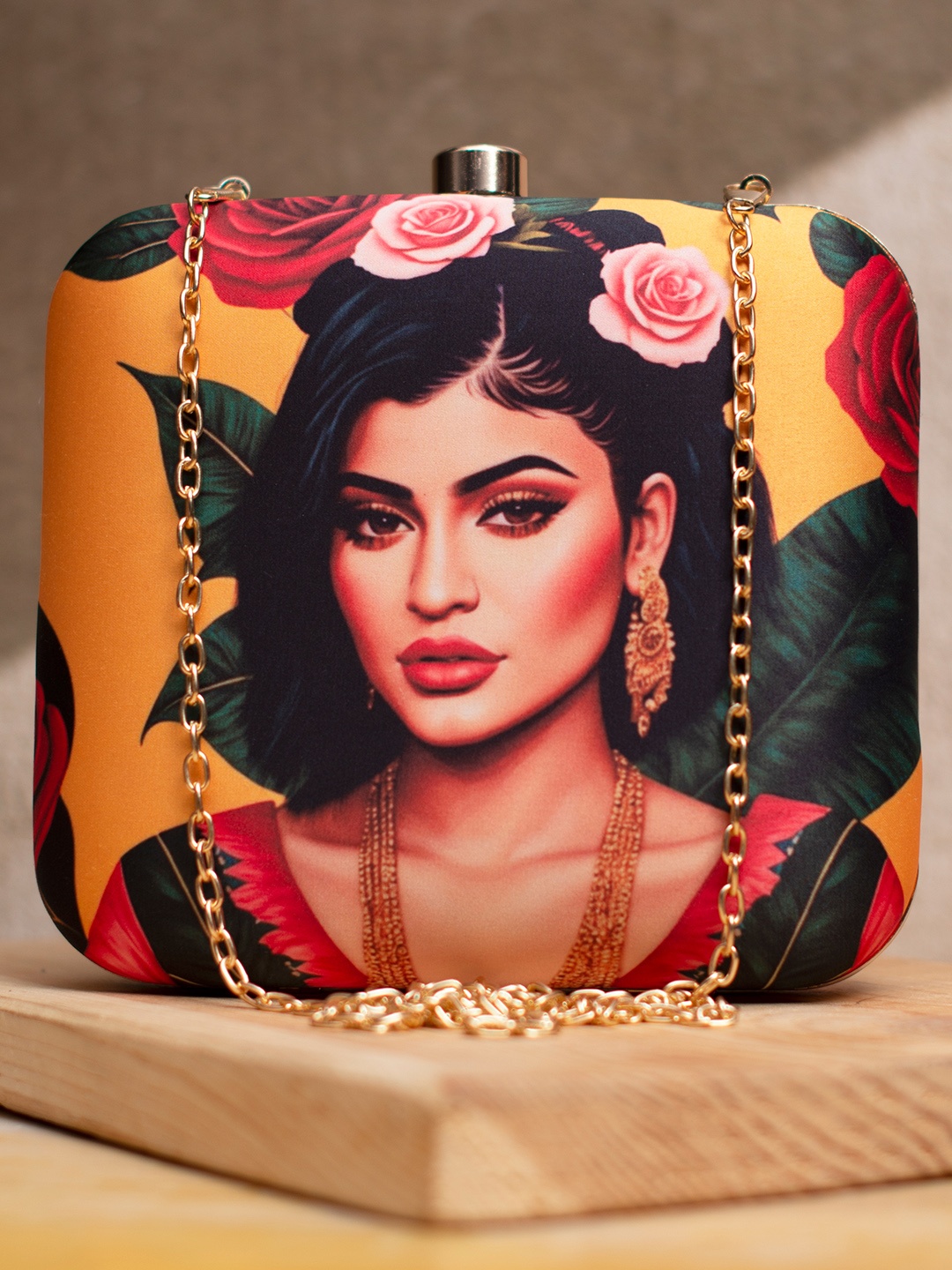 

ARTKLIM Kylie Jenner Printed Box Clutch, Orange