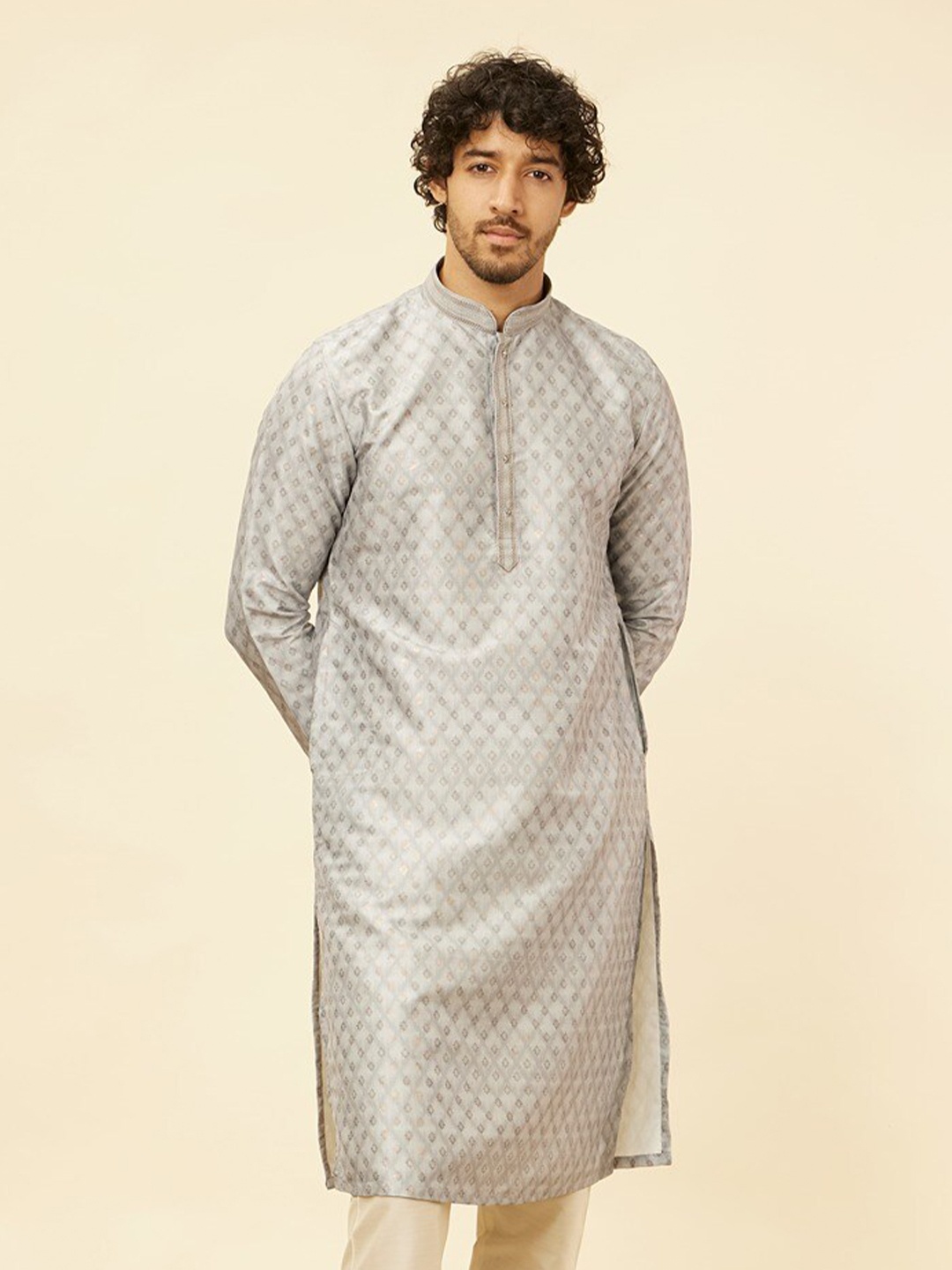 

Manyavar Regular Kurta with Pyjamas, Grey