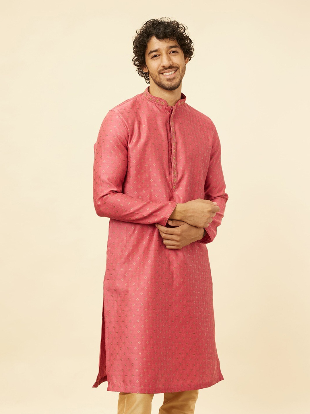 

Manyavar Regular Thread Work Kurta with Churidar, Red