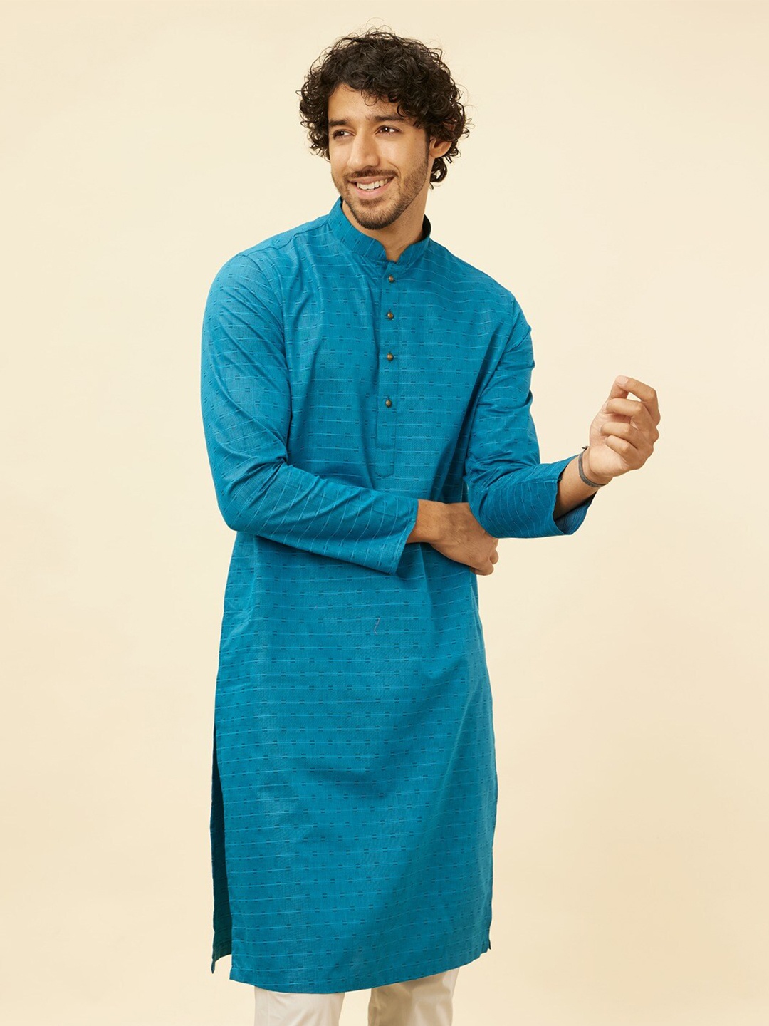 

Manyavar Regular Kurta with Pyjamas, Blue