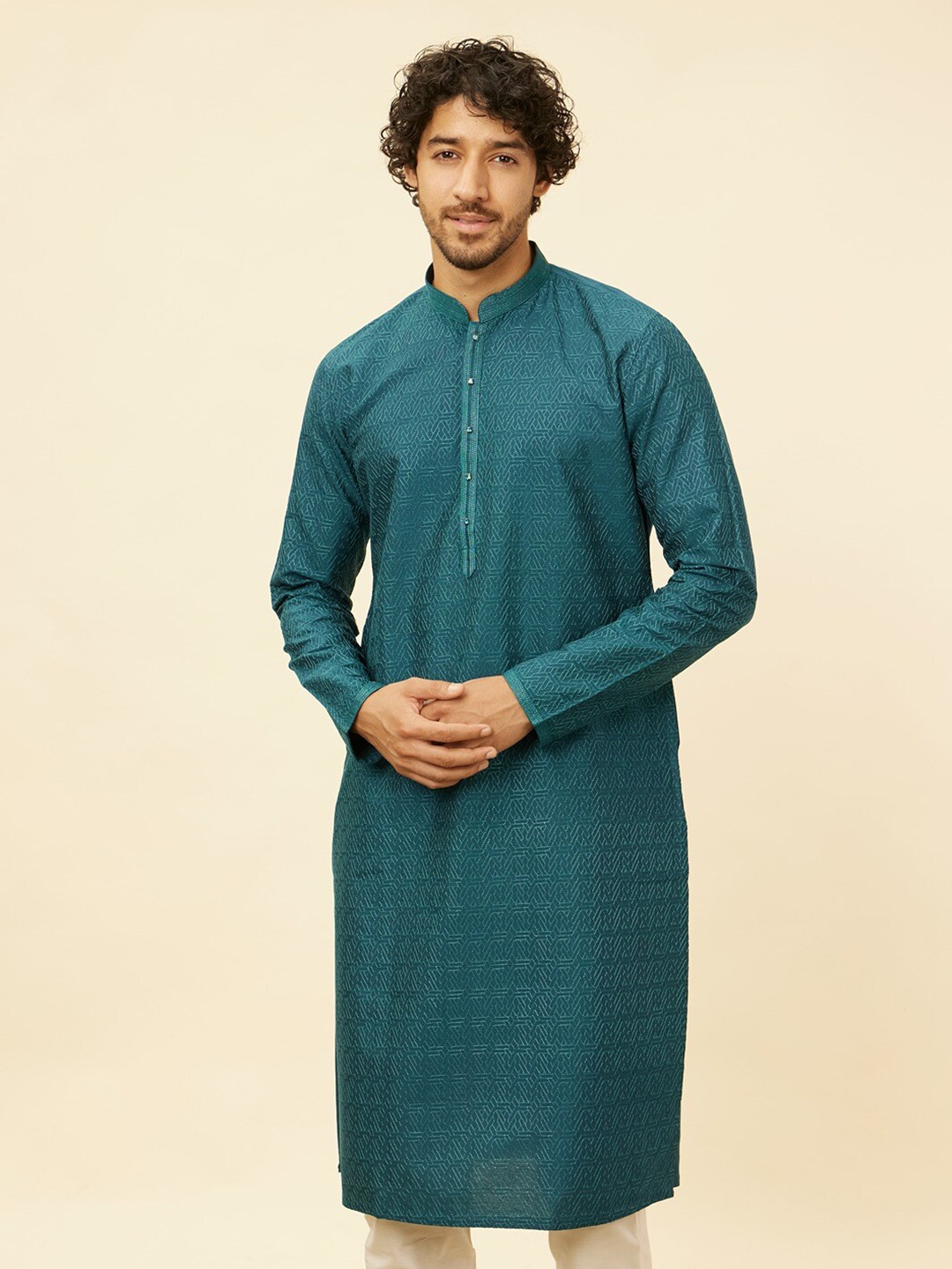 

Manyavar Regular Kurta with Pyjamas, Green