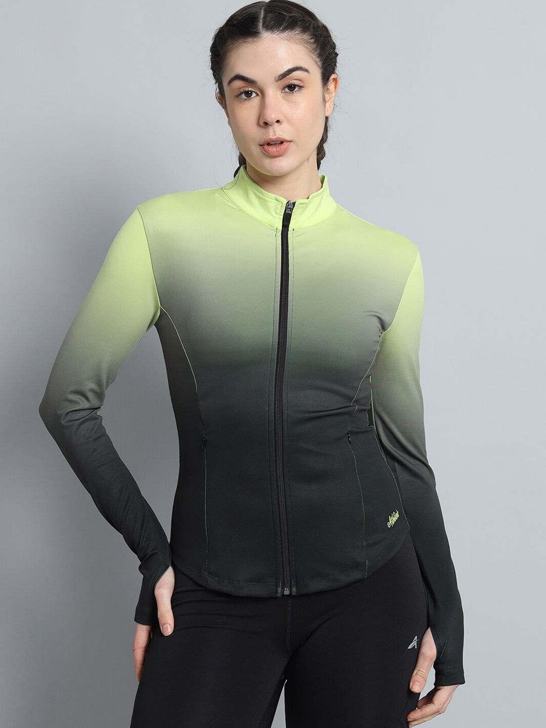 

ATHLISIS Colourblocked Lightweight Training or Gym Sporty Jacket, Green