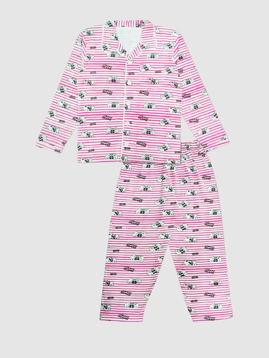 

Moms Love Kids Panda Printed Comfortable Organic Cotton Night suits, Pink