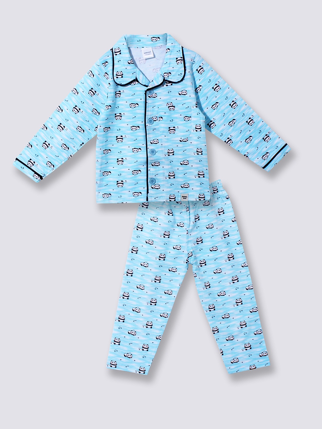 

Moms Love Kids Panda Printed Comfortable Organic Cotton Night suits, Blue