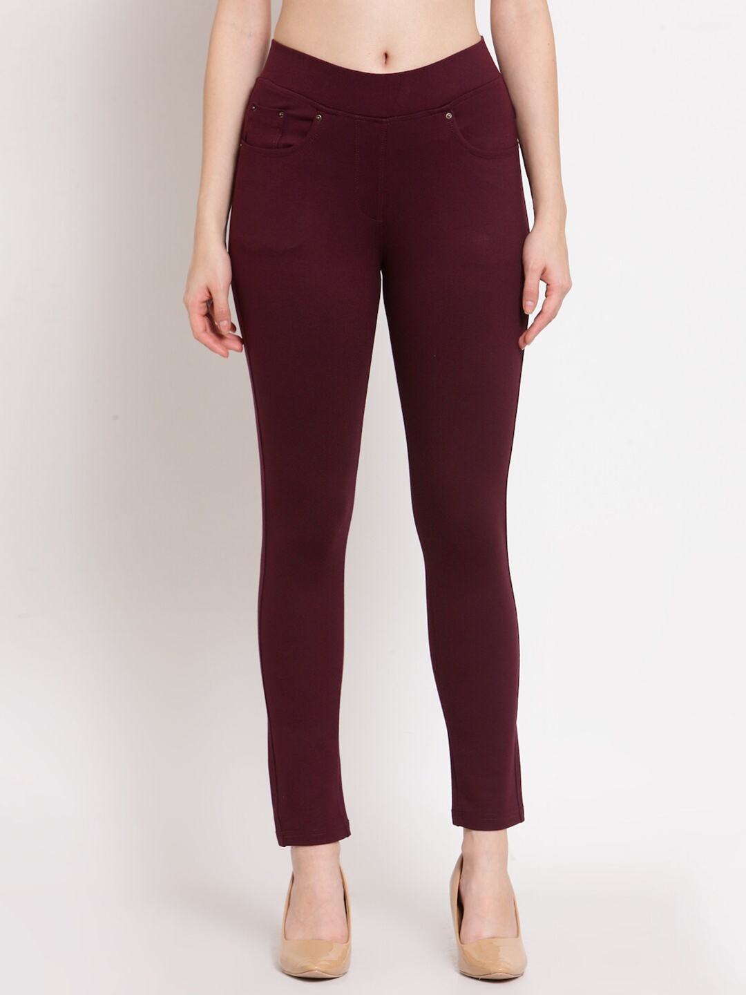 

Westwood Women Skinny Fit Stretched Jeggings, Burgundy