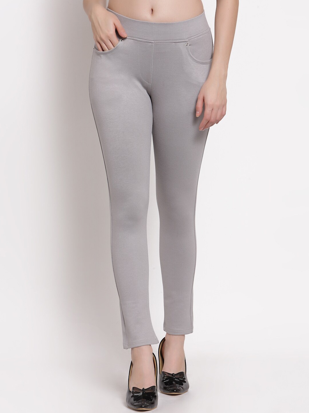 

Westwood Women Skinny Fit Stretched Jeggings, Grey