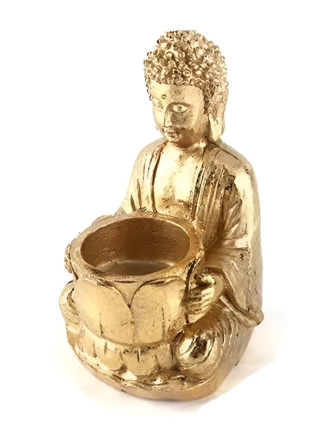 

Satyam Kraft Gold Toned Buddha Statue Figurine Sitting Sculpture Candle Holder