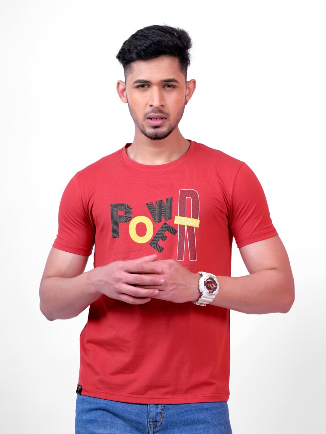 Pontiac Typography Printed T-shirt, Maroon