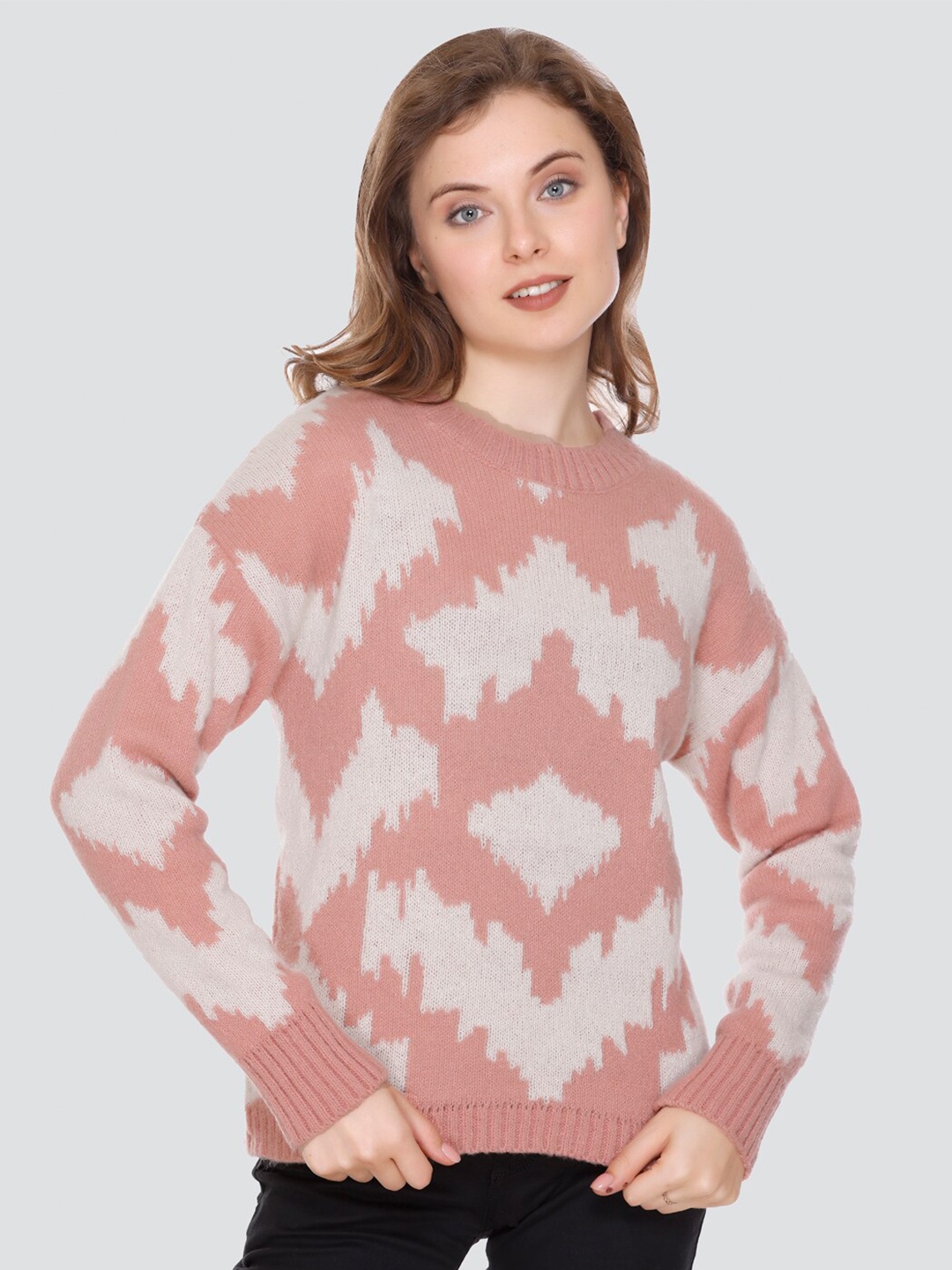 

GOSHA & MAU Abstract Printed Woollen Pullover, Peach