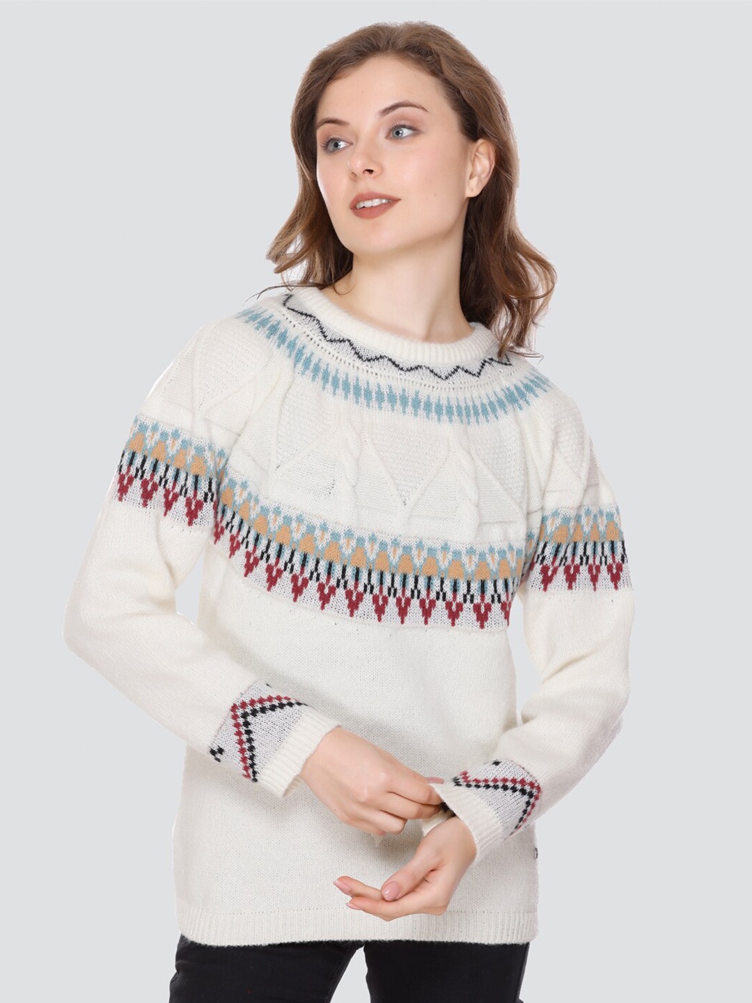 

GOSHA & MAU Cable Knit Woollen Pullover, Off white