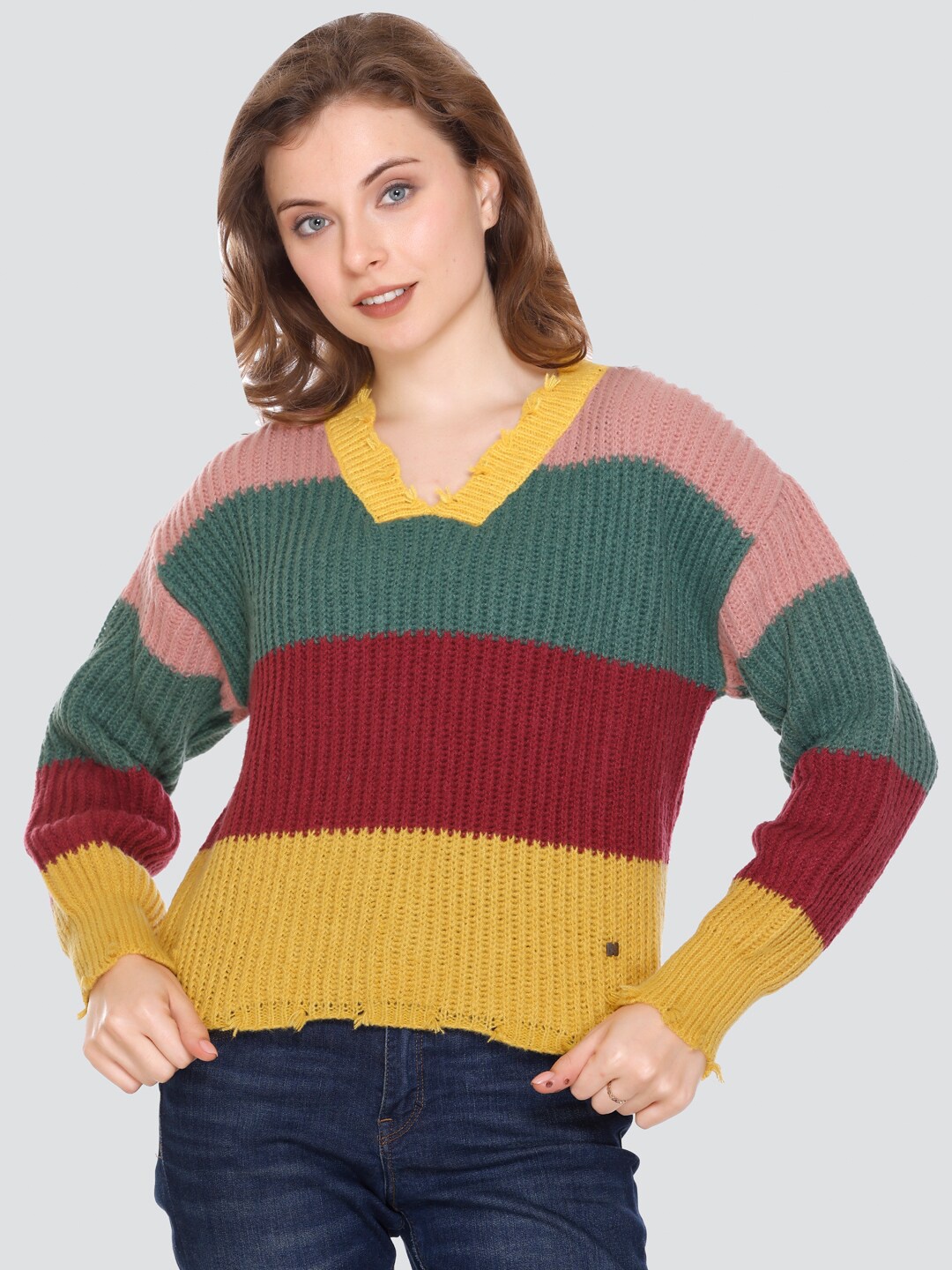 

GOSHA & MAU Colourblocked Woollen Pullover, Mustard