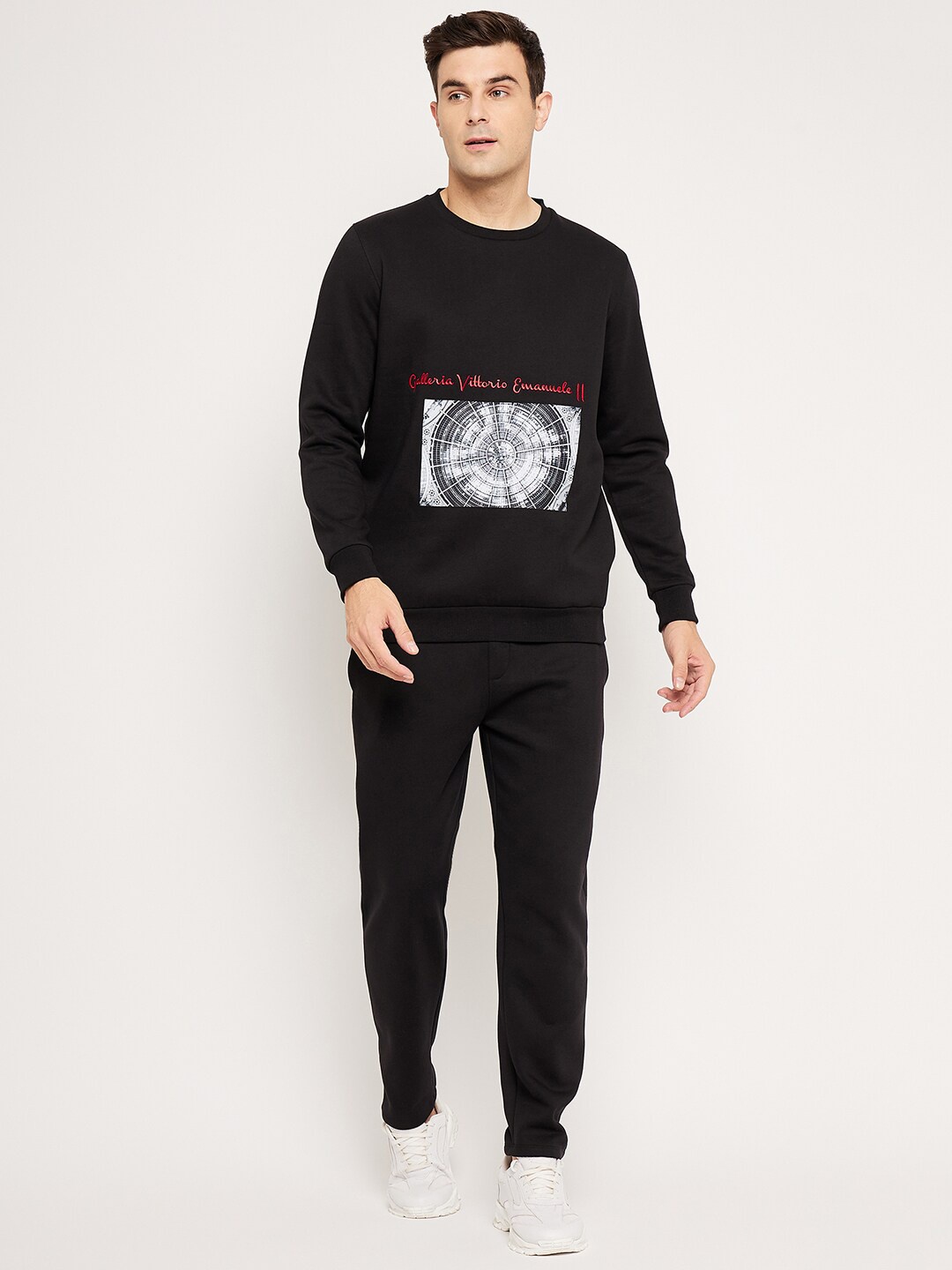 

EDRIO Graphic Printed Fleece Tracksuits, Black