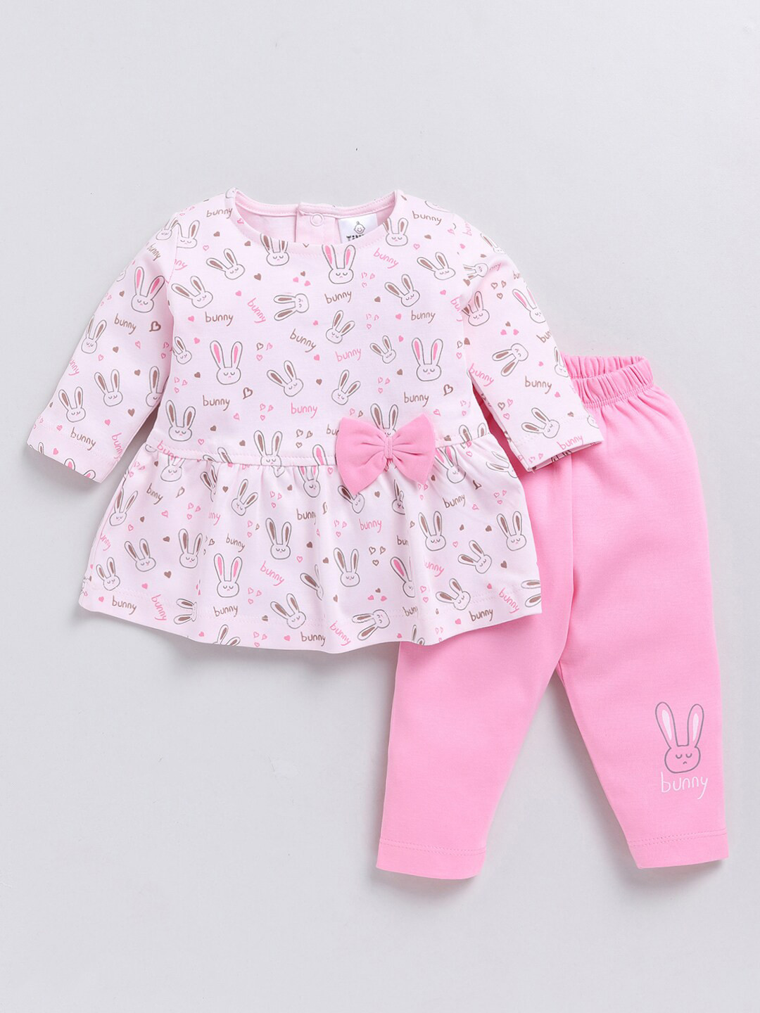 

Moms Love Infants Girls Printed Pure Cotton Top with Leggings, Pink