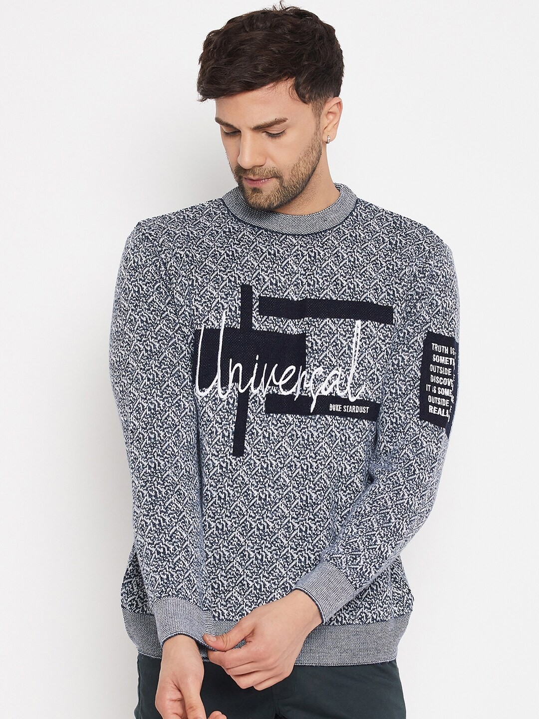 

Duke Typography Self Design Acrylic Pullover, Blue