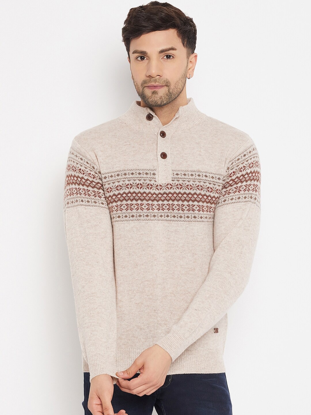 

Duke Self Design Long Sleeves Acrylic Pullover, Beige