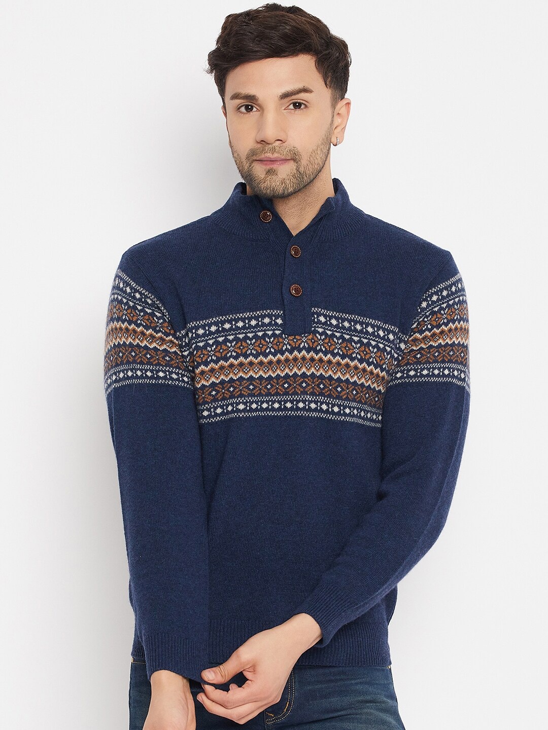 

Duke Self Design Long Sleeves Acrylic Pullover, Blue