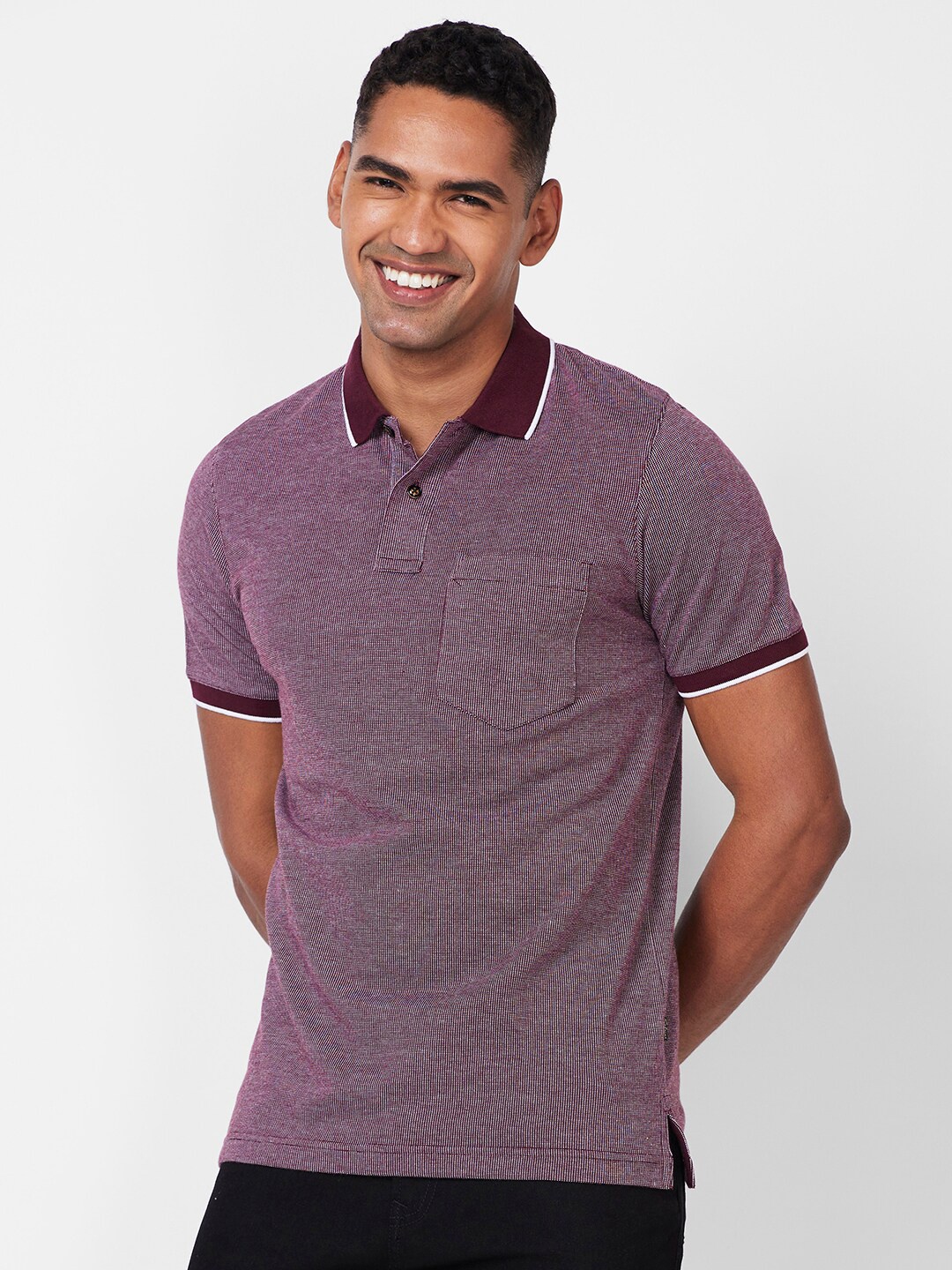 

CELSIUS Polo Collar Cotton T-shirt, Maroon