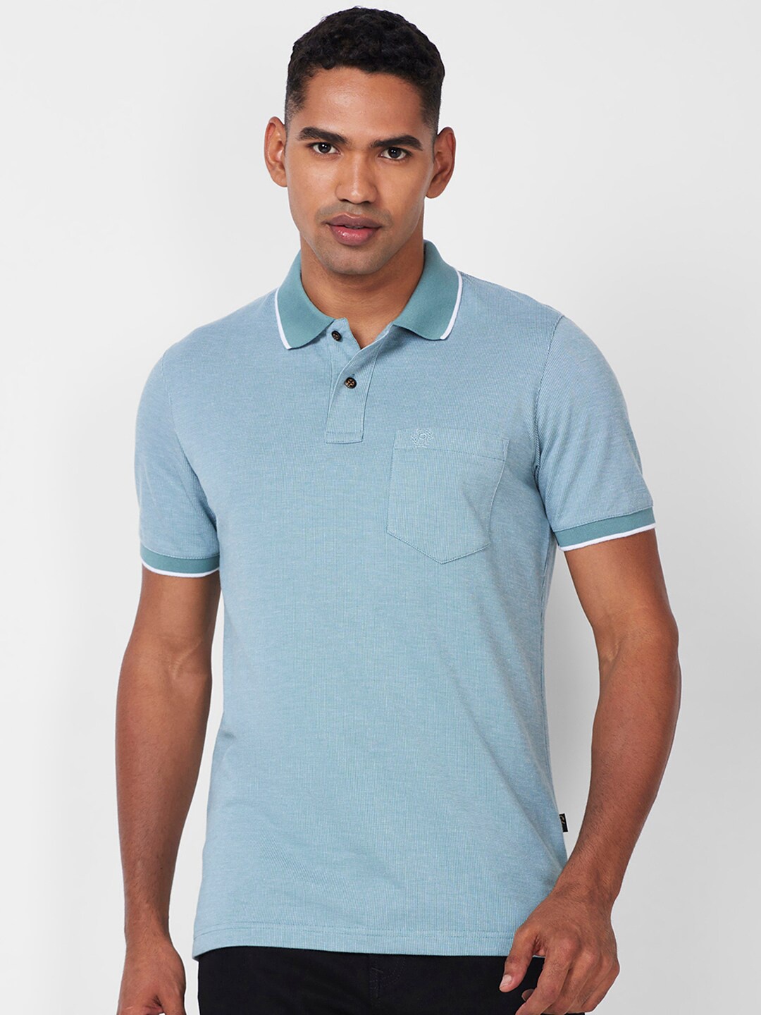 

CELSIUS Jaquard Polo Collar Short Sleeves Pocket T-shirt, Green