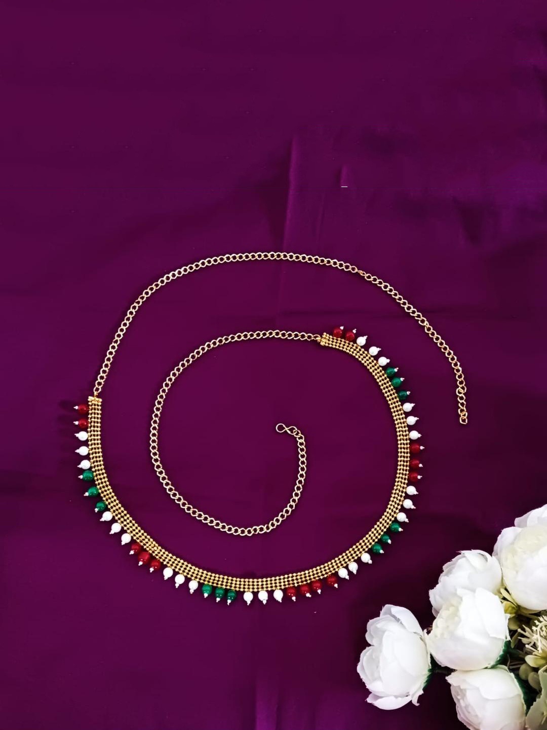 

Efulgenz Beaded Waist Chain Kamarband, Gold