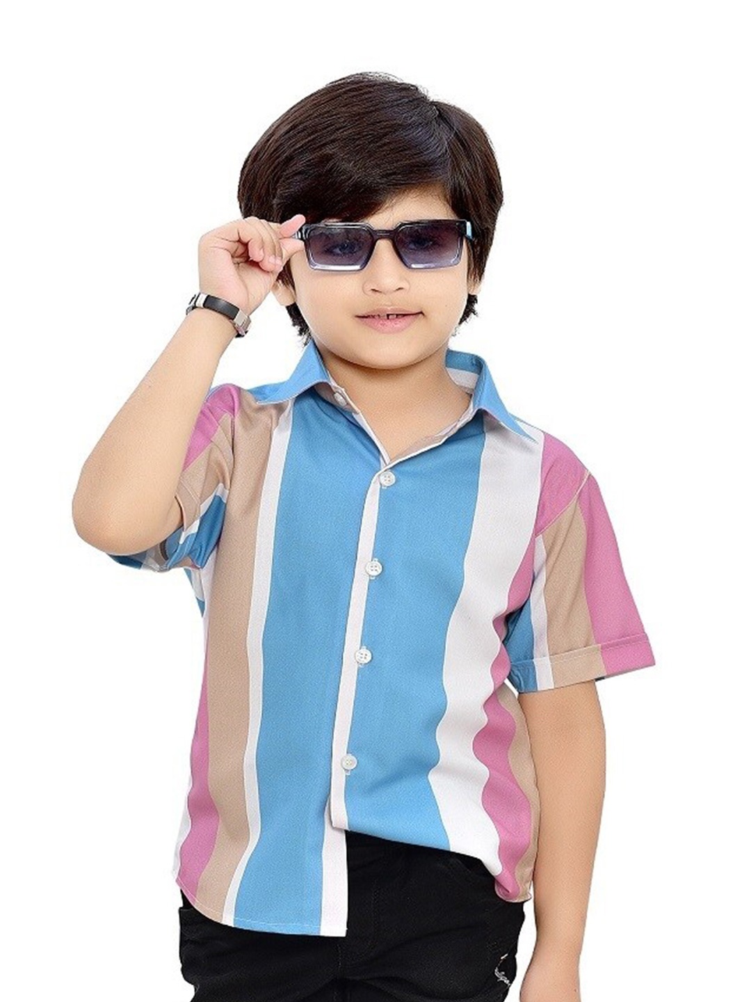 

BAESD Boys Comfort Spread Collar Opaque Cotton Casual Shirt, Blue