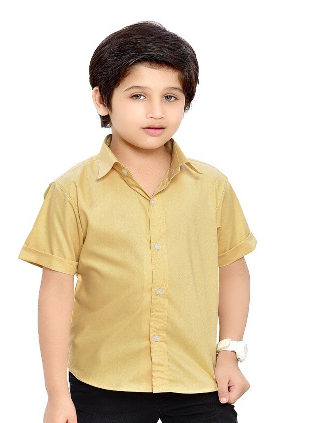 

BAESD Boys Comfort Spread Collar Opaque Cotton Casual Shirt, Yellow