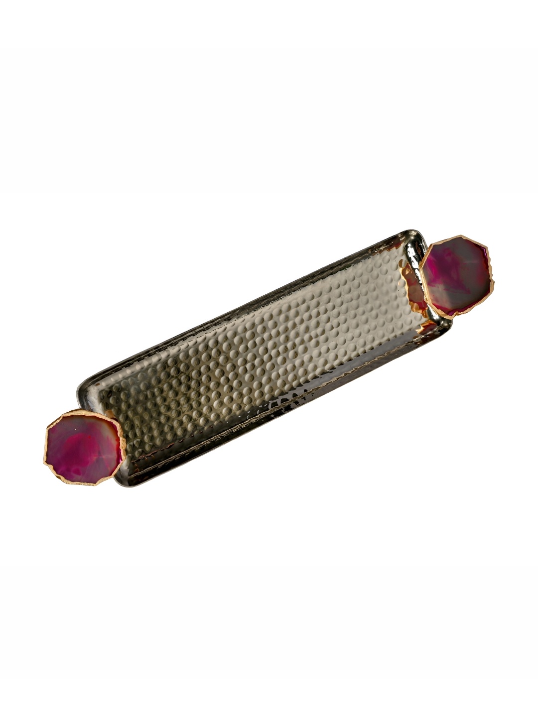 

HOMEARTE Brown & Pink Textured Aluminium Serving Tray
