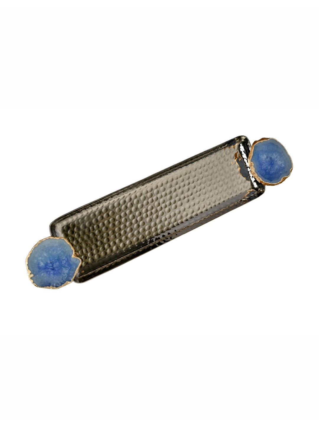 

HOMEARTE Brown & Blue Textured Aluminium Serving Tray
