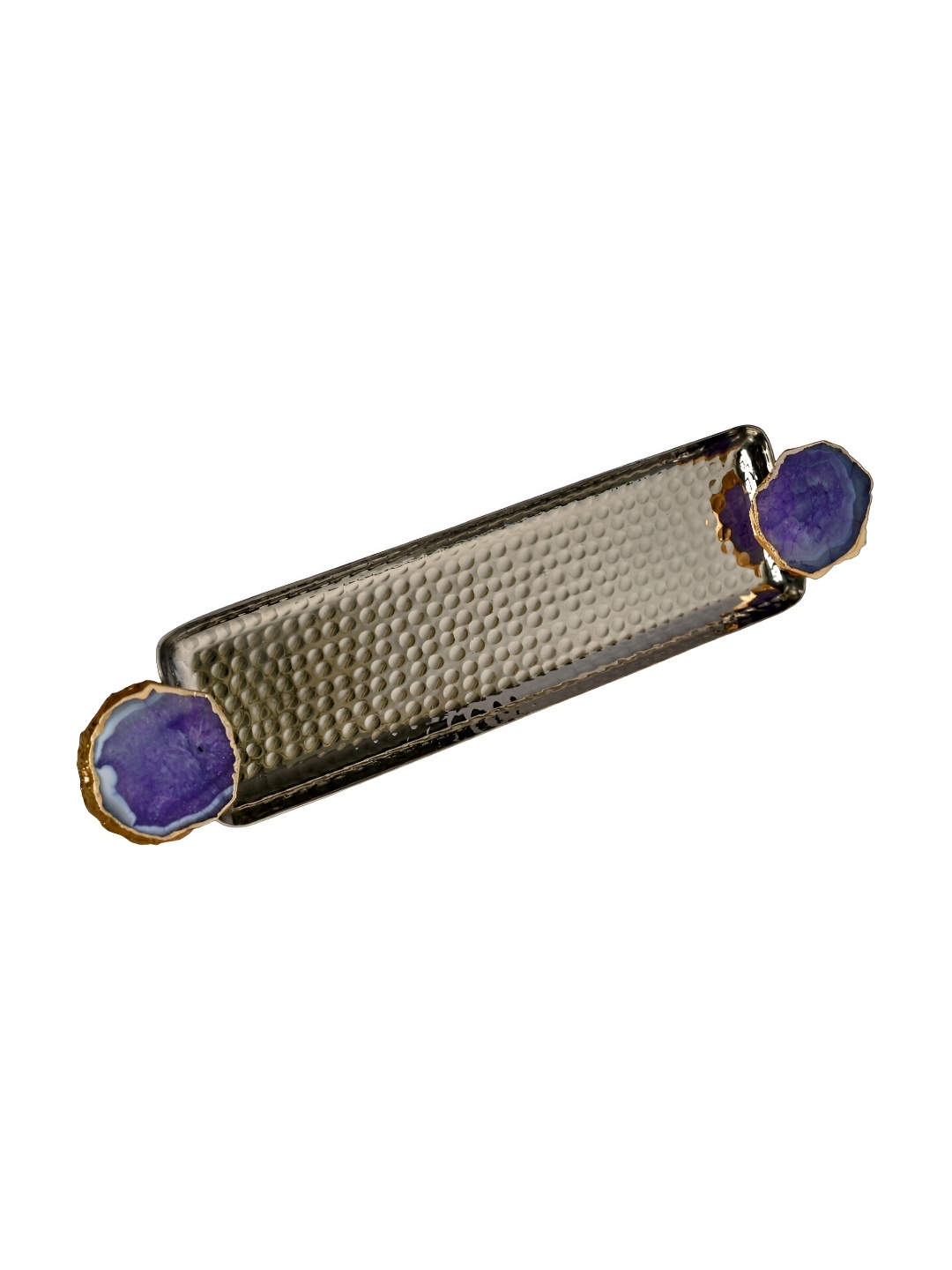 

HOMEARTE Brown & Purple Textured Aluminium Serving Tray