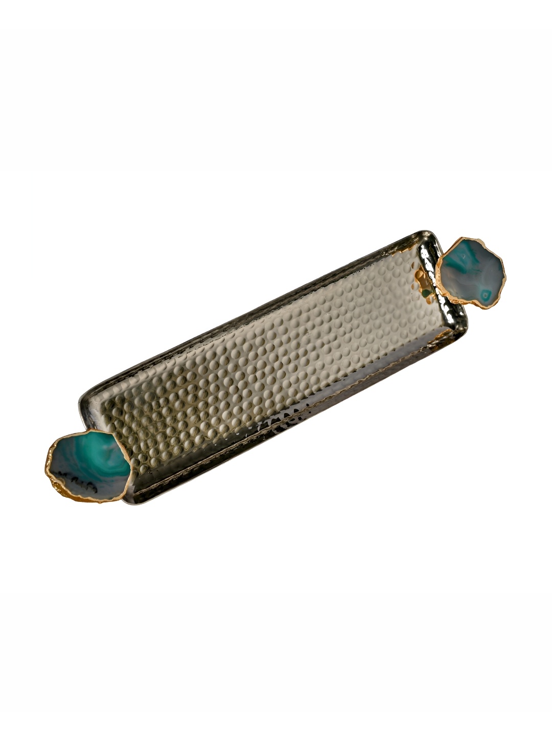 

HOMEARTE Brown & Green Textured Aluminium Serving Tray